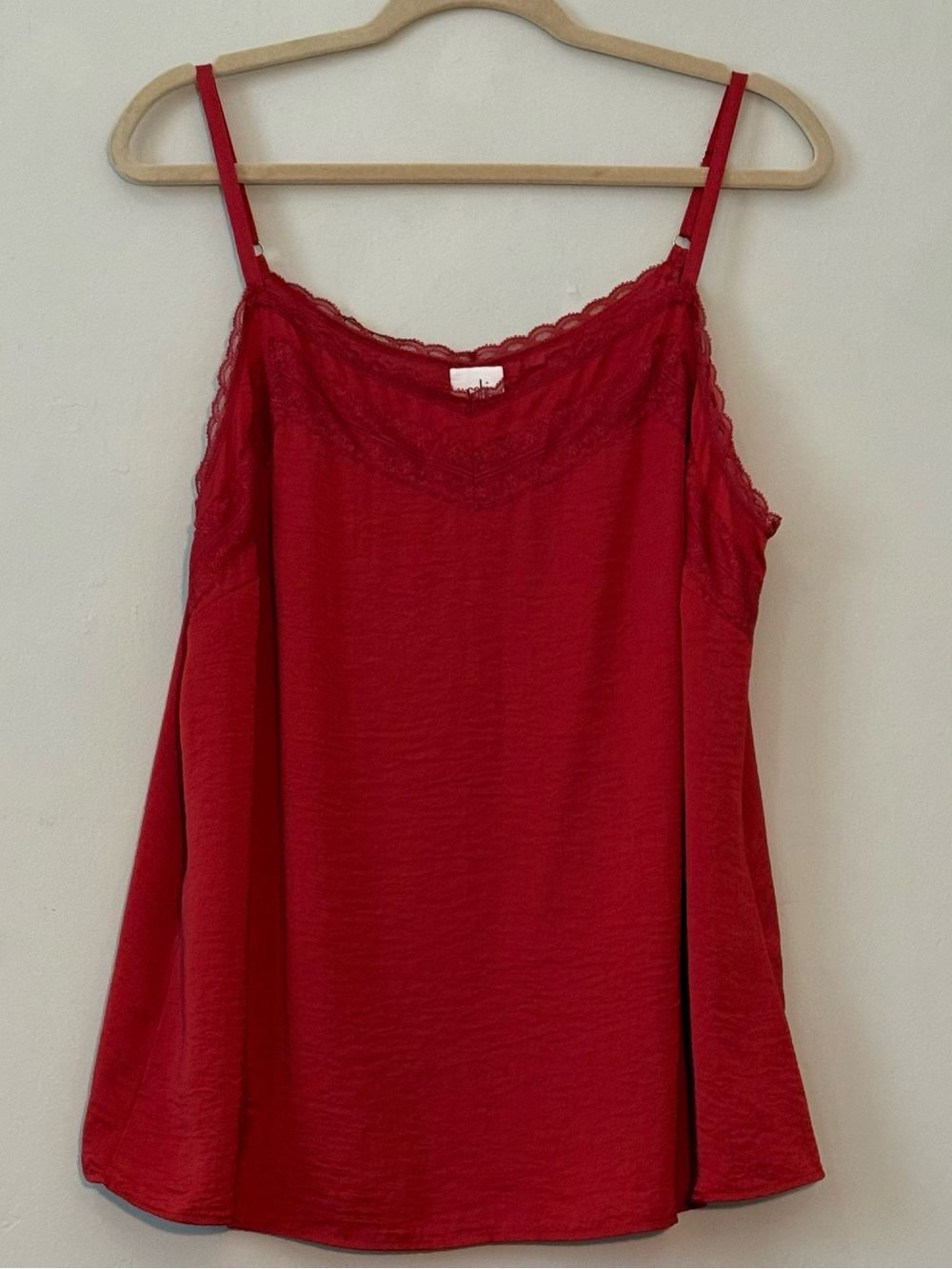 CAbi #3976 Red Lace-Trim Camisole Top Size L